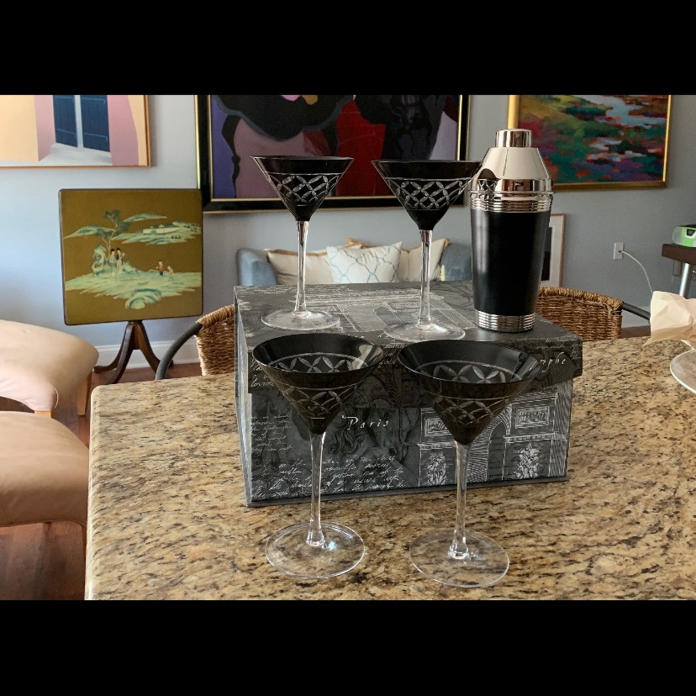 Martini set with shaker and 4 cocktail glasses